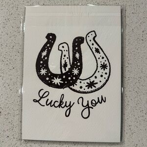 5x7” lucky you home decor print, equestrian, horse shoes, black white
